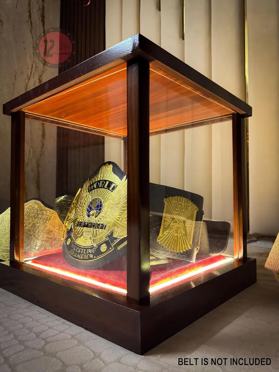 LED Championship Belt Display Case — Wood & Acrylic with RGB Lighting — view 3