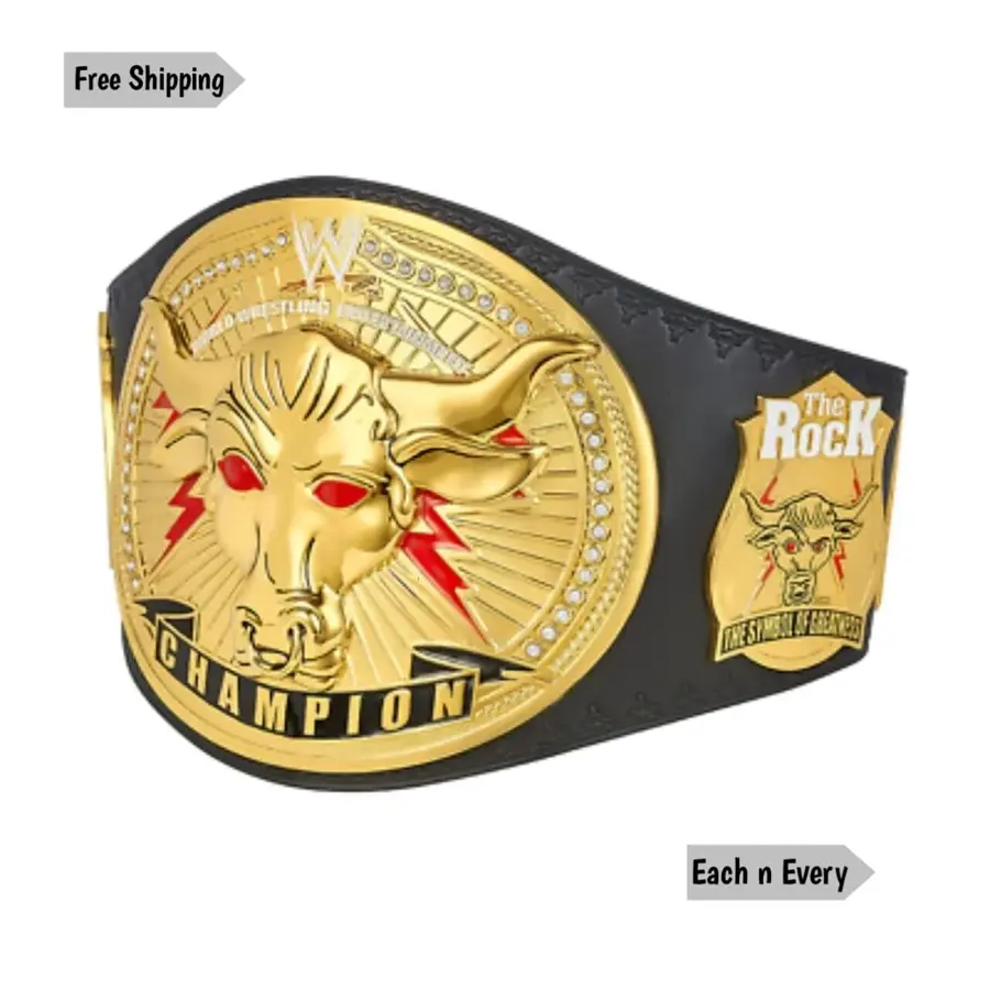 The Rock Brahma Bull Wrestling Championship Belt Black — view 2