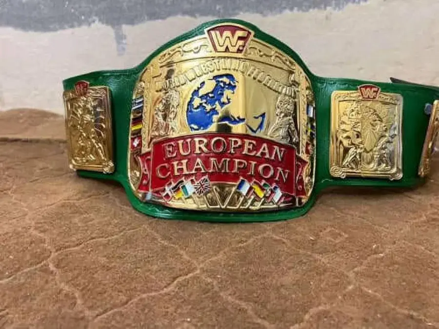WWF European Block Logo Championship Title Belt โ view 2