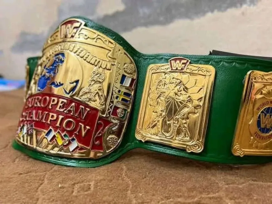 WWF European Block Logo Championship Title Belt — view 3