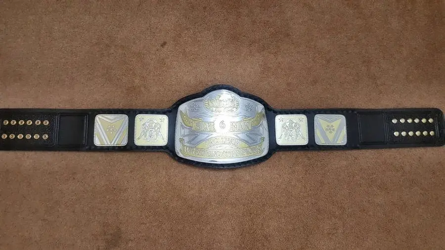 World Six 6 Man Tag Team Wrestling Championship Belt — view 3