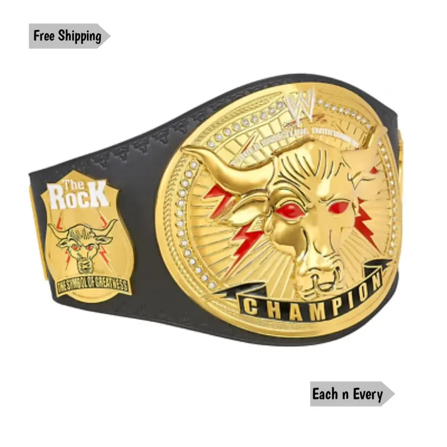 The Rock Brahma Bull Wrestling Championship Belt Black — view 4