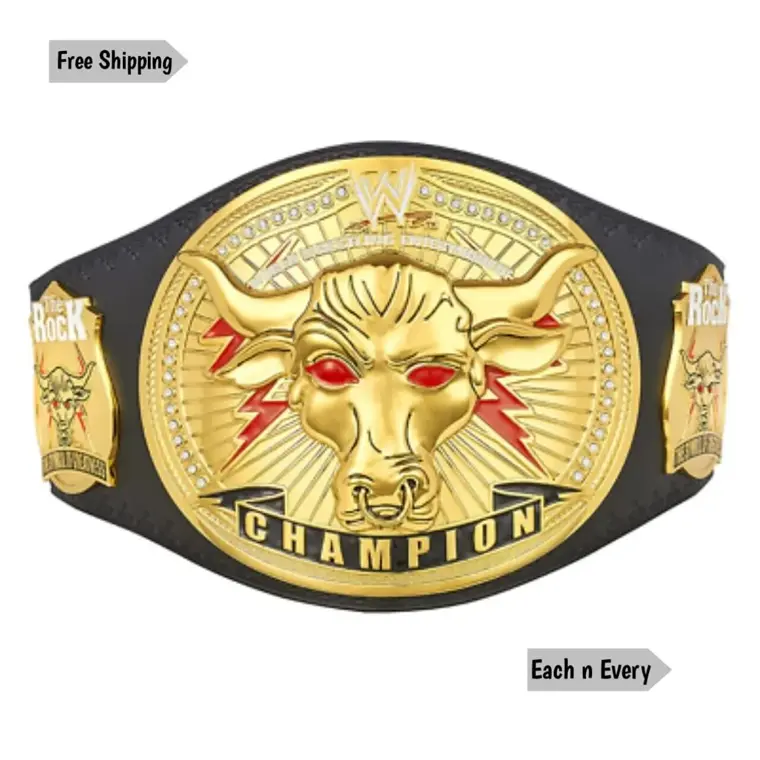 The Rock Brahma Bull Wrestling Championship Belt Black