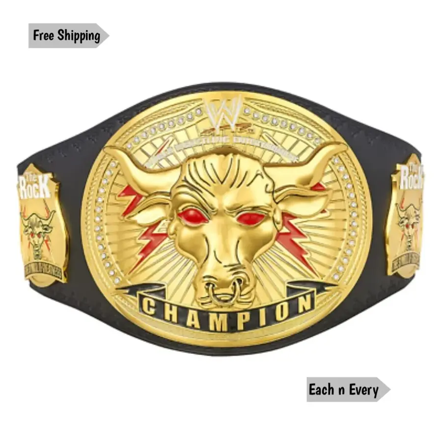 The Rock Brahma Bull Wrestling Championship Belt Black