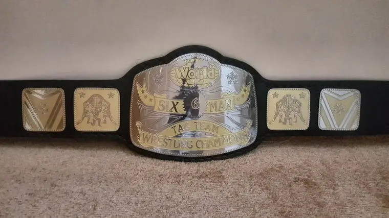 World Six 6 Man Tag Team Wrestling Championship Belt